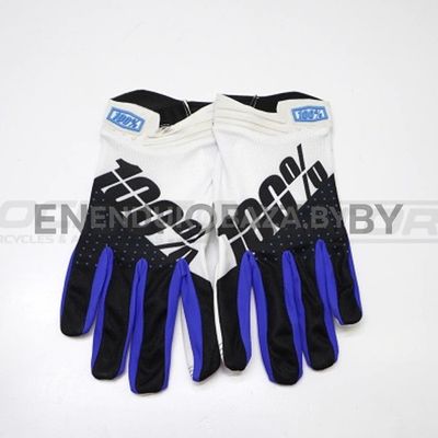 Мотоперчатки кроссовые 100% (XL, белый/черный/синий)