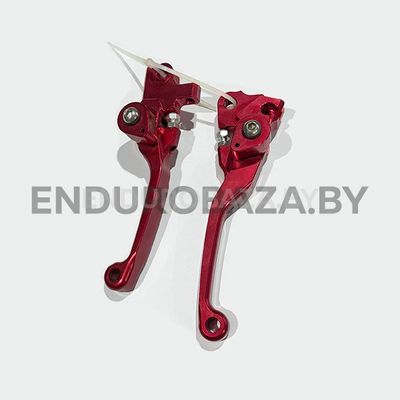 Комплект рычагов тормоза и сцепления CNC откидные (красный)
